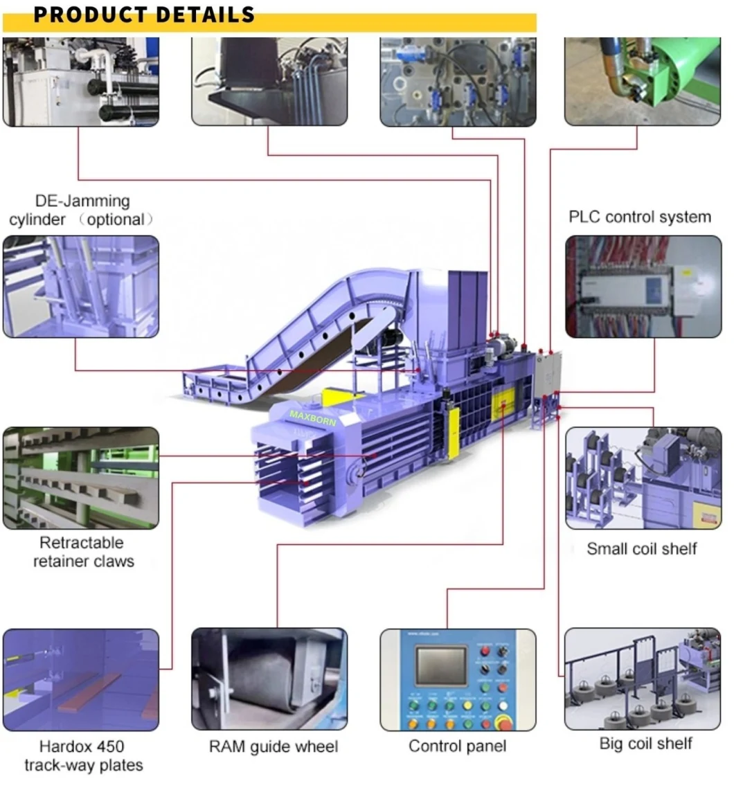 Automatic Hydraulic Horizontal Waste Paper Baler Machine Equipped with Auto Tying System