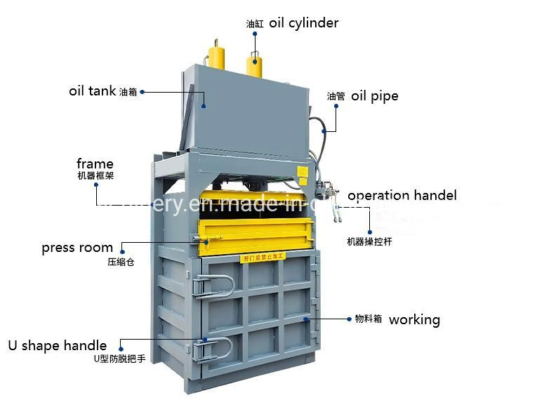 Small Vertical Type Waste Clothing Film Scrap Baler